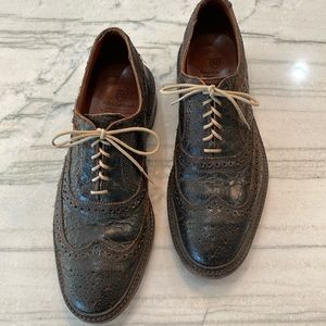 Allen Edmonds wingtips with unique distressed brown leather